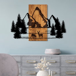 Wallity Natural Habitat Accesorio de Pared de Madera y Metal Nogal y Negro